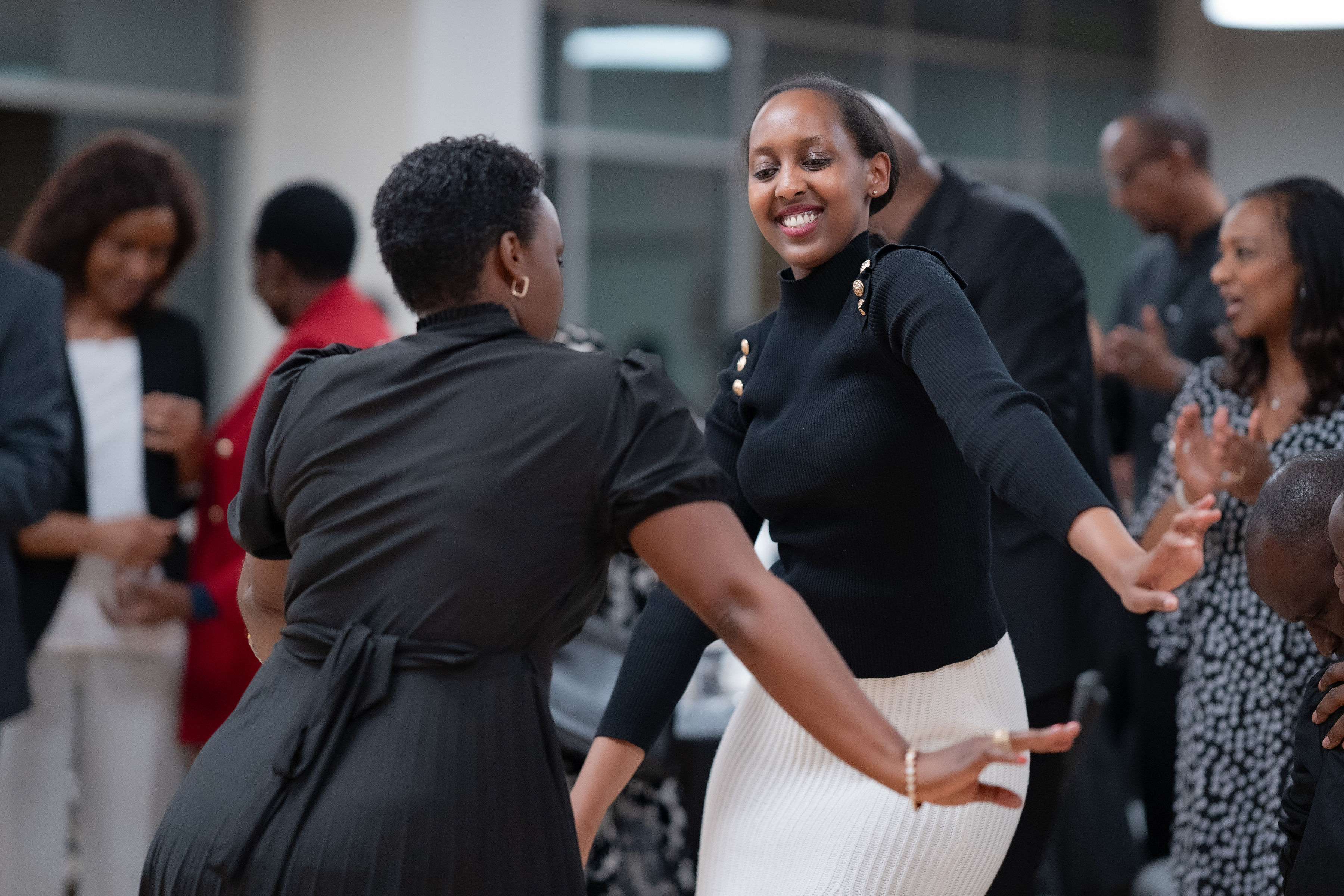 Community members dancing