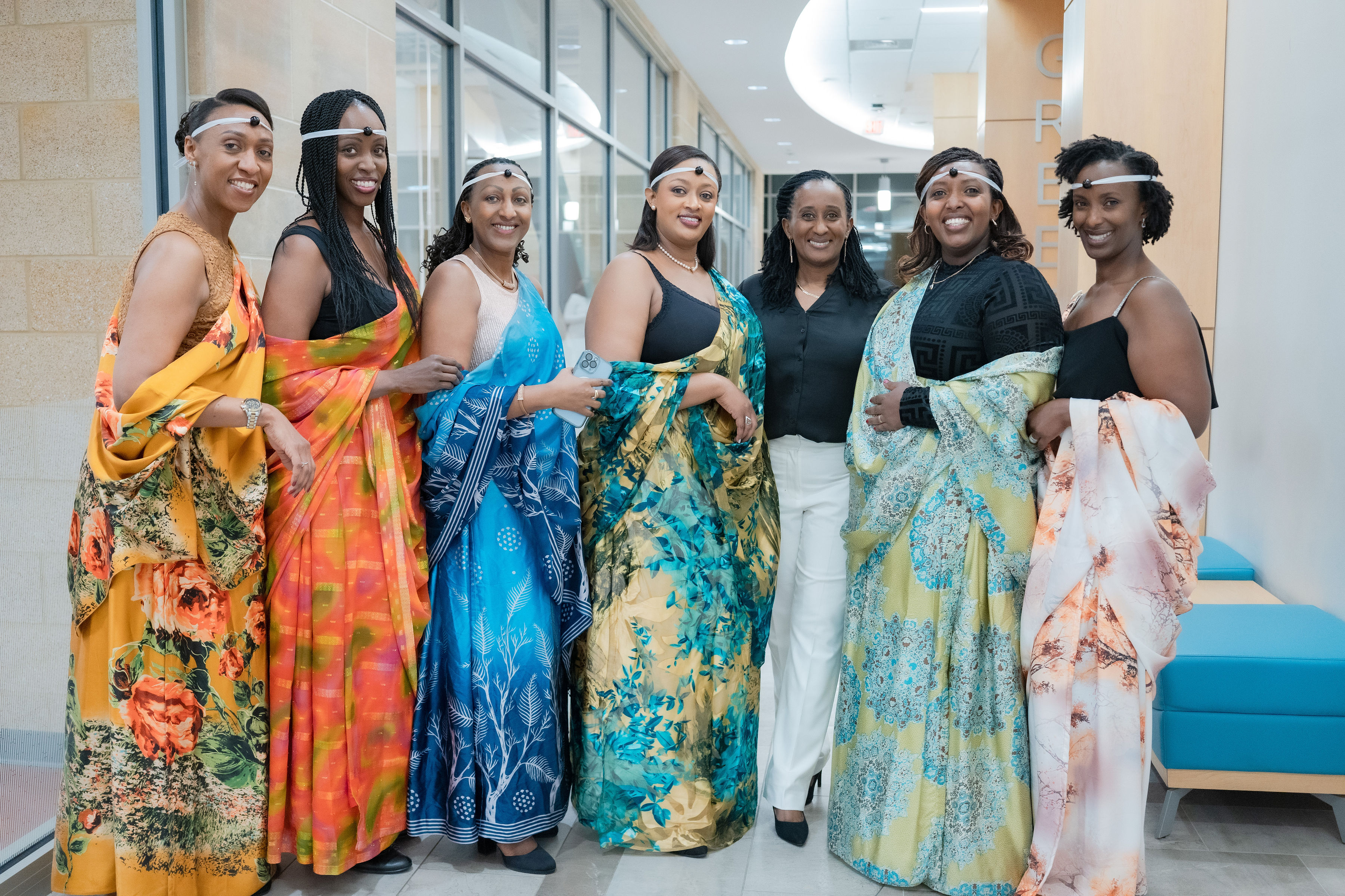 Women in vibrant traditional dresses