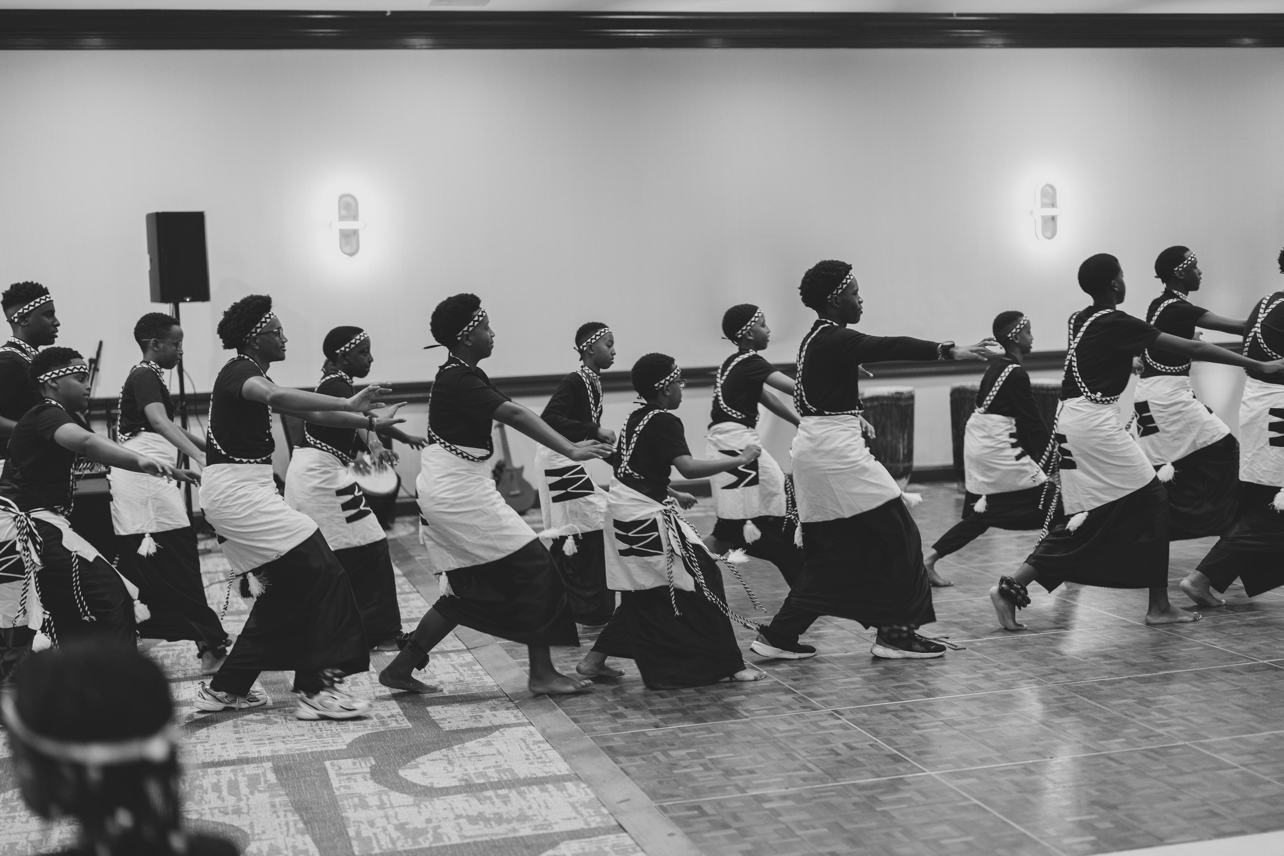 Youth performers marching in formation