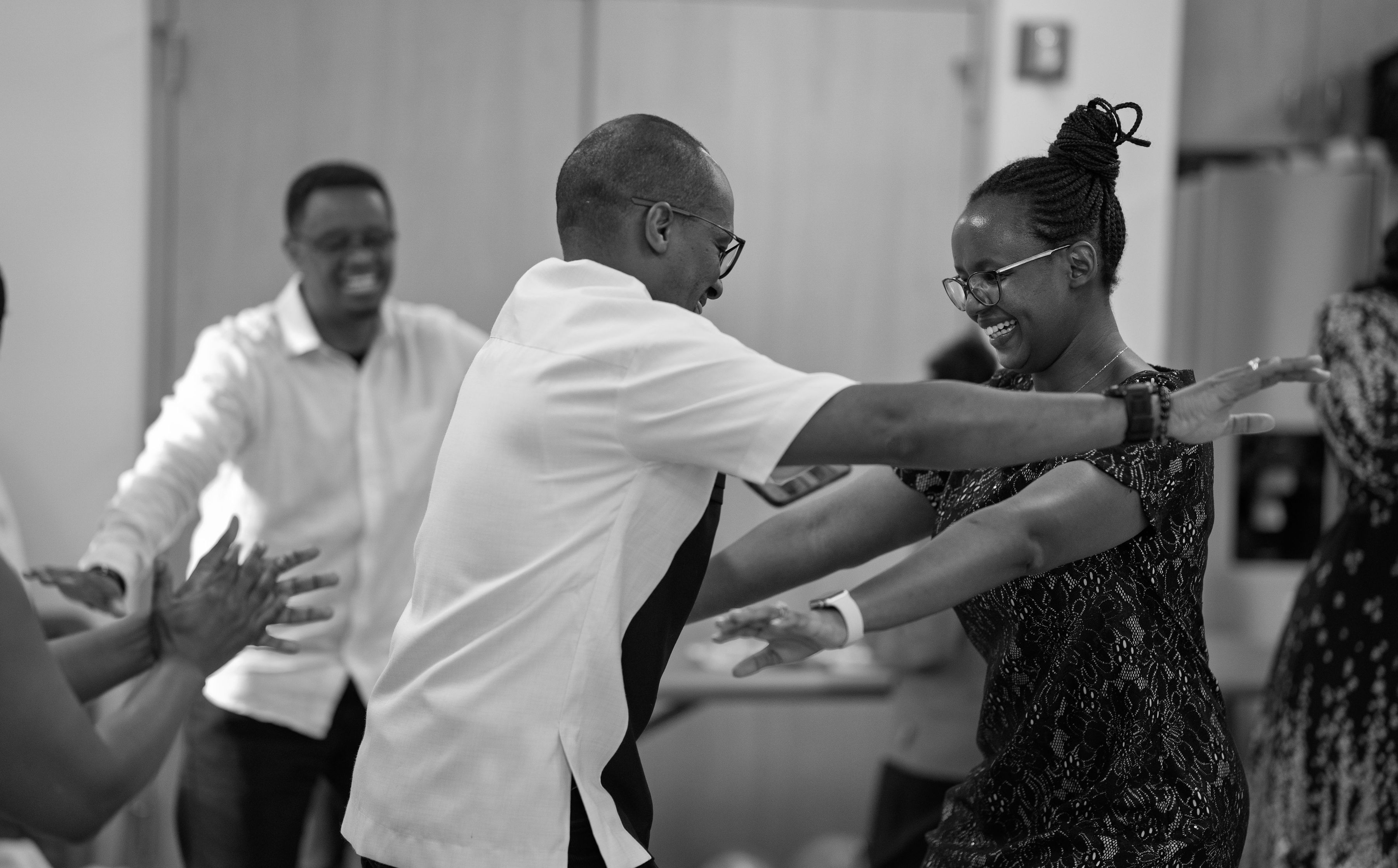 Community dancing with joy
